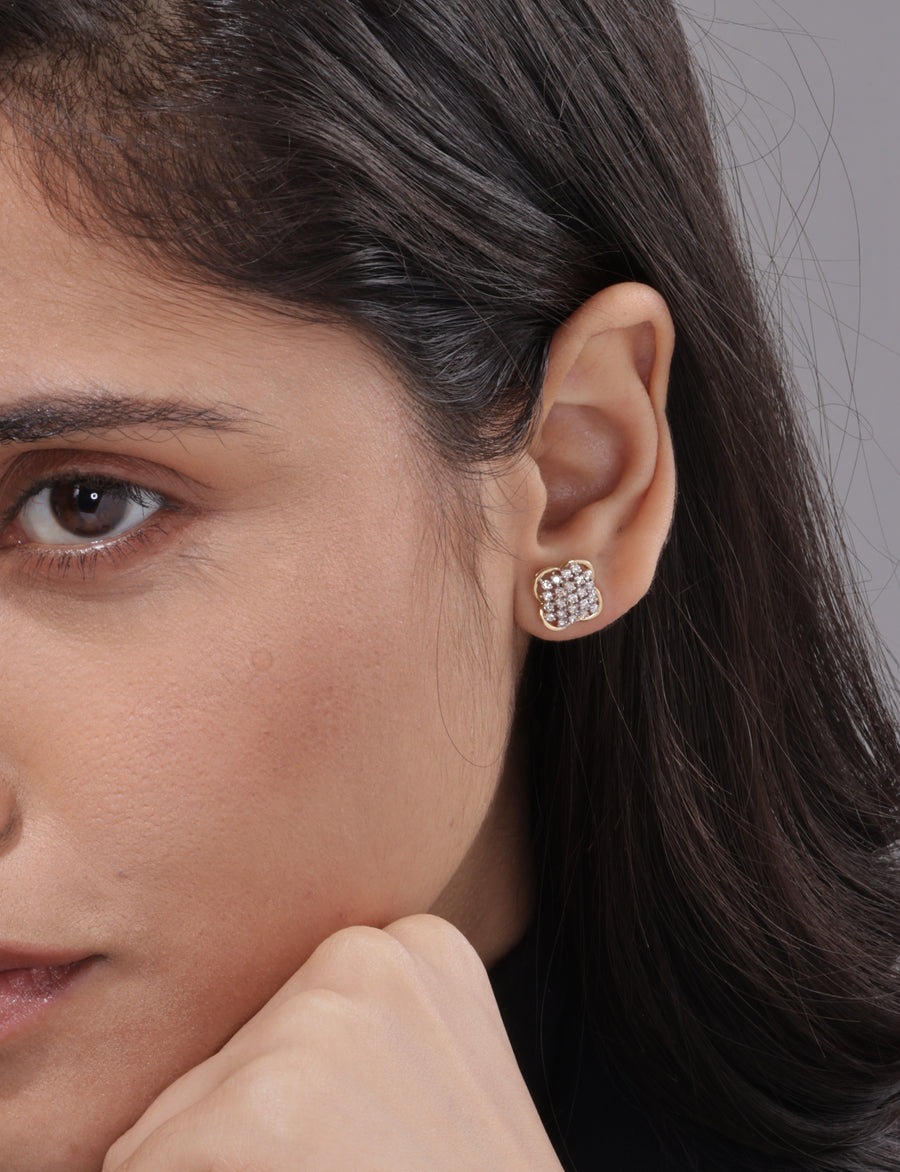 Gold Jaali Studs