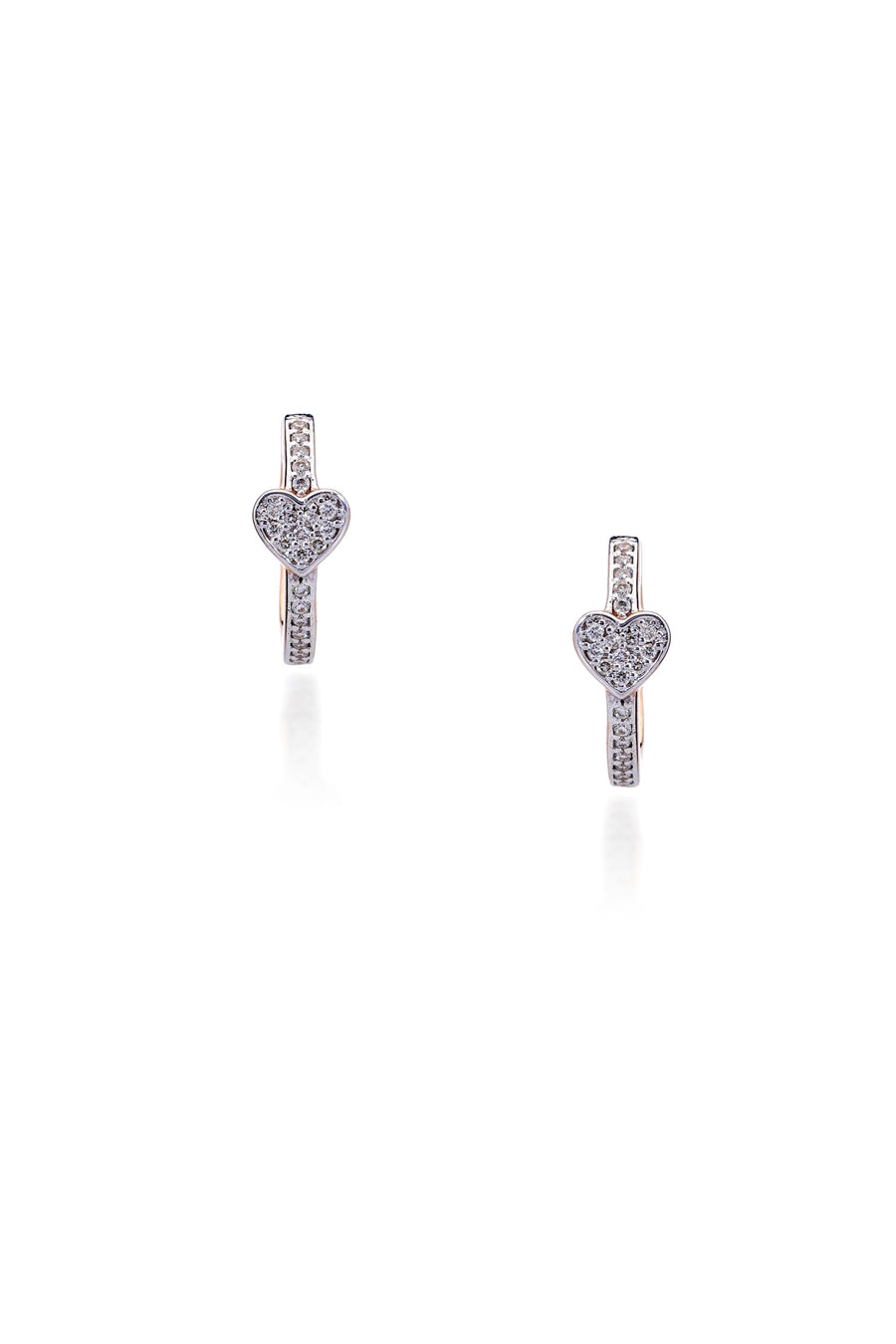 Diamond-Studded Heart-Shaped Hoops