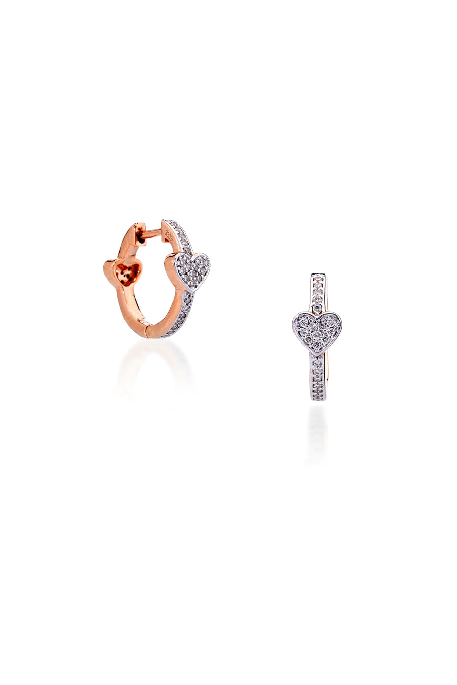 Diamond-Studded Heart-Shaped Hoops