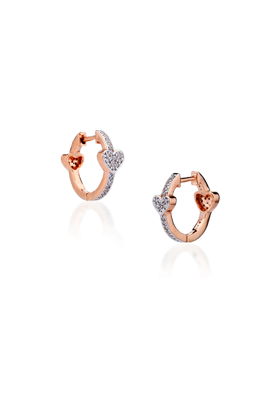 Diamond-Studded Heart-Shaped Hoops