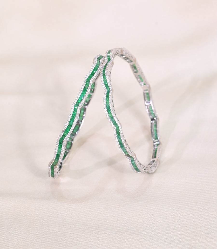 Sleek Emerald Diamond Bangles