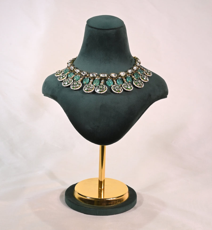 Oval Polki Emerald Necklace